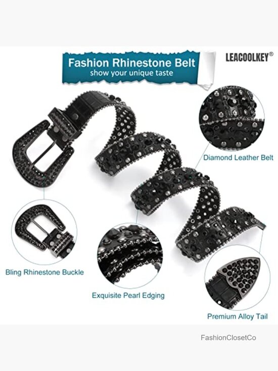 Rhinestone Western Cowgirl Belt for Women Men Bling Leather Belt main image 5